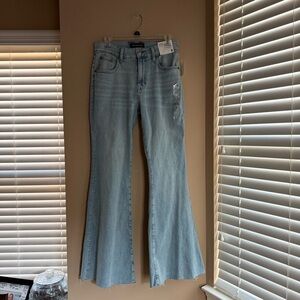 NWT Aeropostale Sky Blue High Rise Bell Flare Leg Stretch Jeans Cut Fray Bottoms